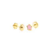 Pendientes Oro Amarillo Flor Esmalte